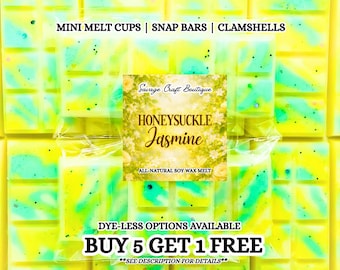 Honeysuckle Jasmine Soy Wax Melts for Warmer | Sweet Floral Scent | Strong Scented | Snap Bar, Clamshell | Non-Toxic Home Fragrance