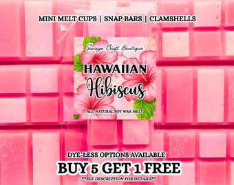 Hawaiian Hibiscus Soy Wax Melts for Warmer | Tropical Floral Scent | Strong Scented | Snap Bar, Clamshell | Non-Toxic Home Fragrance