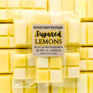 Nach gezuckerten Zitronen duftende, Wachs Melt Snap Bar für Stövchen, Natürliche Sojawachs Melts, Stark duftend, Vegan, Giftfrei Hand gegossen