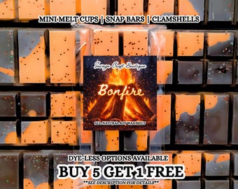 Bonfire Soy Wax Melts | Smoky Campfire Scent | Wax Tarts | Strong Scented | Snap Bar, Clamshell | Non-Toxic Home Fragrance