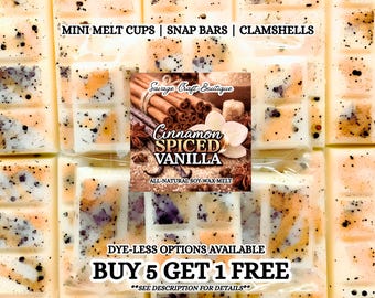 Cinnamon Spiced Vanilla Soy Wax Melts | Warm Vanilla Scent | Wax Tarts | Strong Scented | Snap Bar, Clamshell | Non-Toxic Home Fragrance