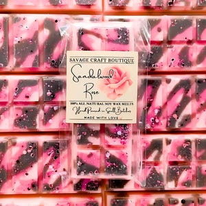 Sandelholz Rose duftend, Wachs Melt Snap Bar für Stövchen, All-natürliche Sojawachs Melts, stark duftend, Vegan, Giftfrei Hand gegossen