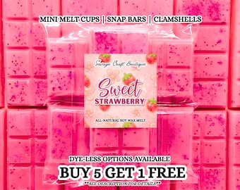 Sweet Strawberry Soy Wax Melts for Warmer | Sweet Fruity Scent | Strong Scented | Snap Bar, Clamshell | Non-Toxic Home Fragrance