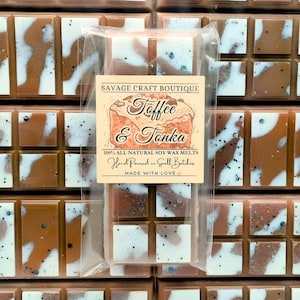 Toffee & Tonka Type Scented, Wax Melt Snap Bar for Warmer, All-Natural Soy Wax Melts, Strong Scented, Vegan, Toxic-Free Hand Poured