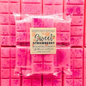 Süße Erdbeere Typ duftende, Wachs Melt Snap Bar für Stövchen, All-natürliche Sojawachs schmilzt, stark duftend, Vegan, Giftfreie Hand gegossen