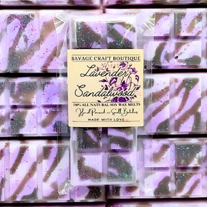 Lavendel-Sandelholz duftend, Wachs Melt Snap Bar für Stövchen, All-natürliche Sojawachs Melts, stark duftend, Vegan, Giftfrei Hand gegossen