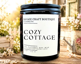 Cozy Cottage All-Natural Soy Wax Candle | Hand Poured | Homemade | Strong Scented | Toxic-Free | Dye-less | Gift Ideas