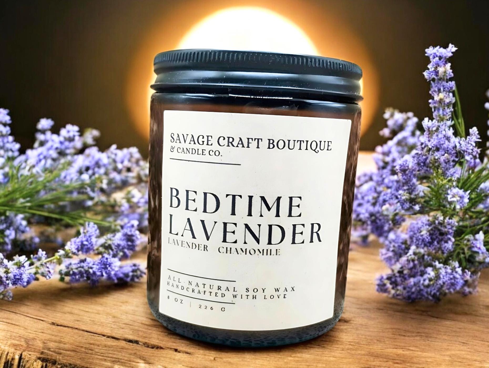 A Goodnight's Sleep Kerze – Lavendel & Kamille, 100% Bio-Sojawachs – 284 Ml, 60h Brenndauer