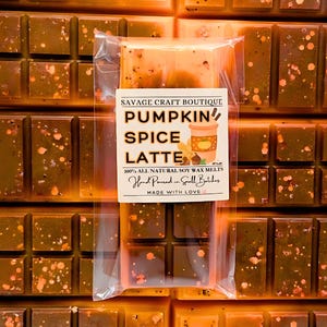 Pumpkin Spice Latte Scented, Wax Melt Snap Bar for Warmer, All-Natural Soy Wax Melts, Strong Scented, Vegan, Toxic-Free Hand Poured