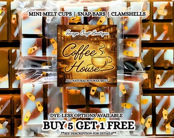 Coffee House Soy Wax Melts | Coffee Shop Scent | Wax Tarts | Strong Scented | Snap Bar, Clamshell | Non-Toxic Home Fragrance
