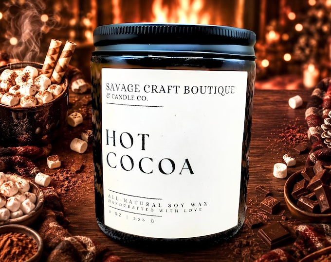 Hot Cocoa Soy Wax Candle | Hand Poured | Homemade | Strong Scented | Toxic-Free | Dye-less | Gift Ideas