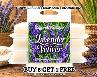 Cialde di cera di soia alla lavanda e vetiver per scaldacera / Delicato profumo floreale e caldo di vetiver / Cialde di cera di soia di lusso / Aromaterapia / Versate a mano / Profumo per la casa