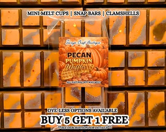 Pecan Pumpkin Waffles Soy Wax Melts | Bakery Pumpkin Scent | Strong Scented | Snap Bar, Clamshell | Non-Toxic Home Fragrance