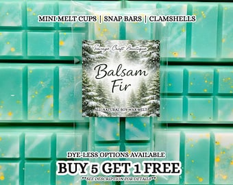 Balsam Fir Soy Wax Melts | Fresh Evergreen | Clean Forest Woods Scent | Strong Scented | Snap Bar, Clamshell | Non-Toxic Home Fragrance