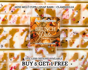 Brunch Date Soy Wax Melts | Peach Vanilla Scent | Strong Scented | Snap Bar, Clamshell | Non-Toxic Home Fragrance