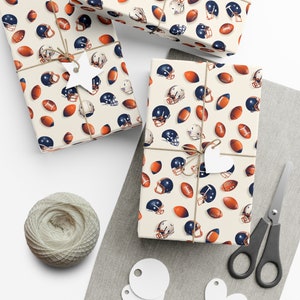 American Football Fan Gift Wrap - Balls & Helmets, Perfect for Players and Fans, Tailgate Parties to Birthday Celebrations