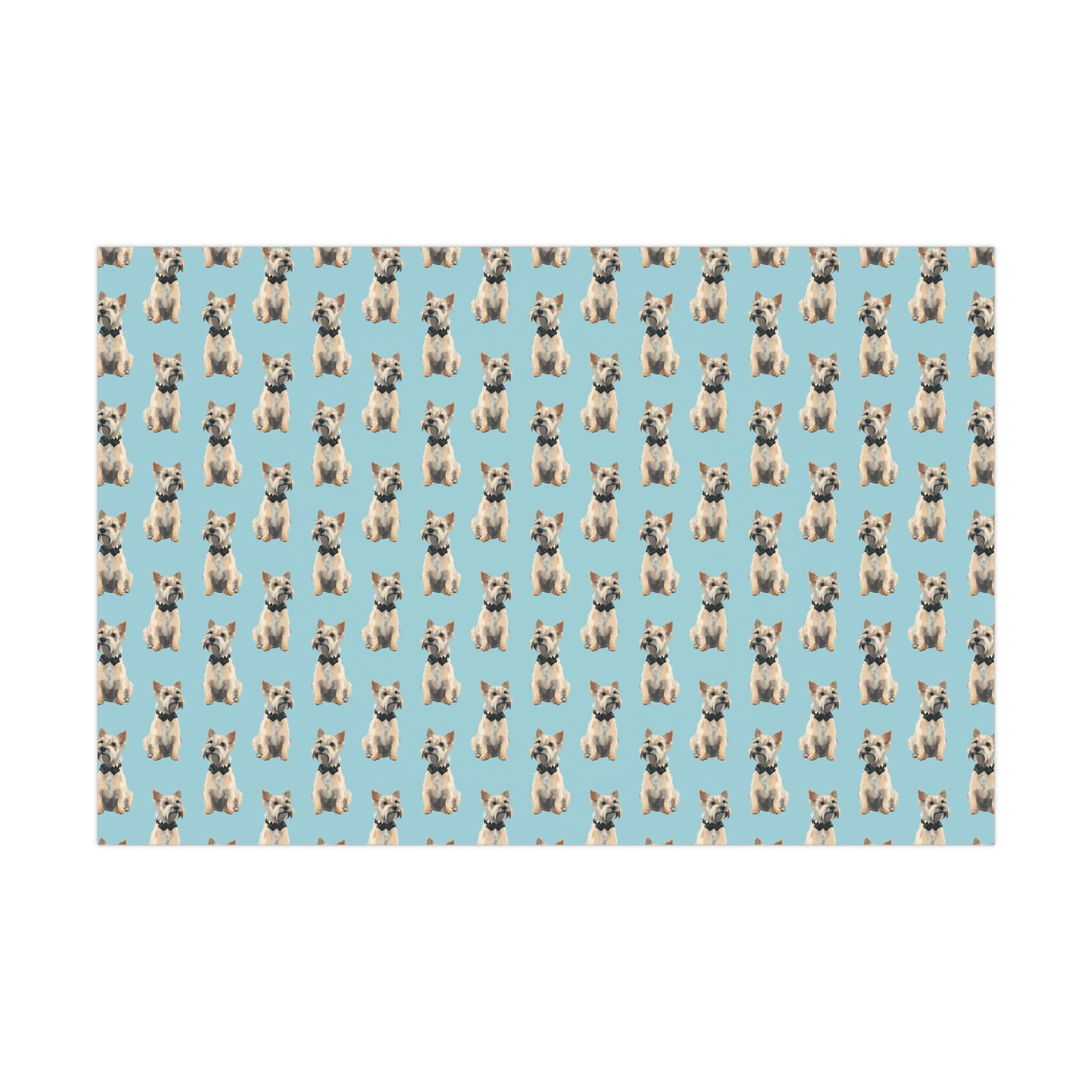 Yorkie Wrapping Paper Adorable Yorkshire Terrier Wrapping Paper Bowtie Dog Illustration on ...