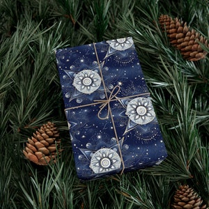 Starry Night Wrapping Paper, Single Star on Deep Blue, Eco-Friendly, USA-Made, 3 Sizes