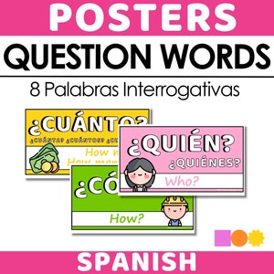 Printable Spanish Classroom Decor Posters Question Words in Spanish - Spanish Class Bulletin Board Display- Posters Palabras Interrogativas