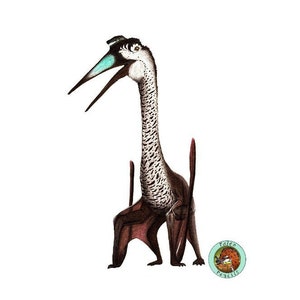 Quetzalcoatlus Unique Pterosaur Mounted Pencil Sketch Print