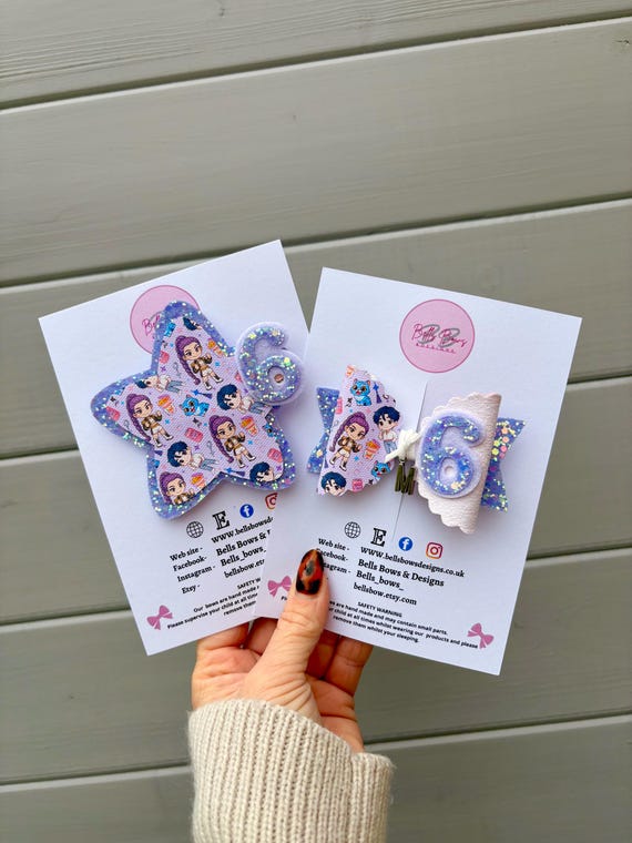 K-Pop Demon Hunters Birthday Badge And Hair Bow, Birthday Badge, Birthday Accessories, Birthday Hair Bow, Glitter Birthday Badge