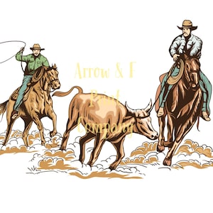 Retro Team Ropers PNG - Etsy