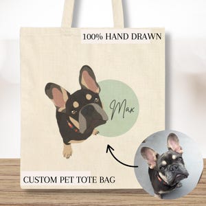 Hondendraagtas op maat, canvas draagtas op maat, hondencadeau op maat, hondenportret op maat, gepersonaliseerd cadeau, draagtas op maat, kattencadeau op maat