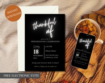 Invitation templates l Thanksgiving Dinner Invitation l  Thanksgiving Invite l Printable Thanksgiving Invitation l Friendsgiving l Digital