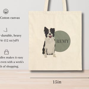 Borsa tote personalizzata per cani, borsa tote in tela personalizzata, regalo personalizzato per cani, ritratto di cane personalizzato, regalo personalizzato, borsa tote personalizzata, regalo personalizzato per gatti immagine 3