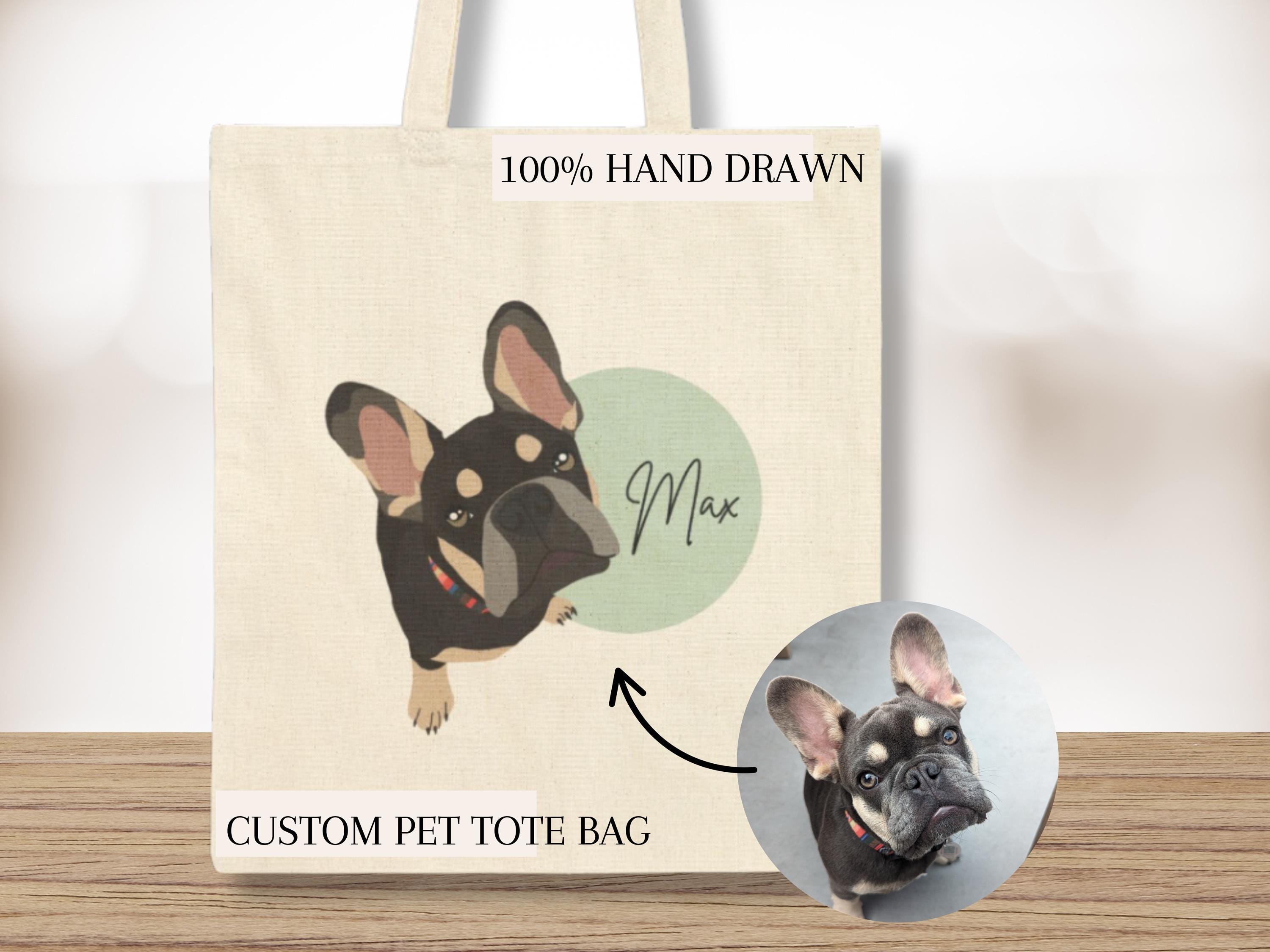 Custom dog tote bag, custom canvas tote bag, custom dog gift, custom dog portrait, personalized gift, custom tote bag, custom cat gift
