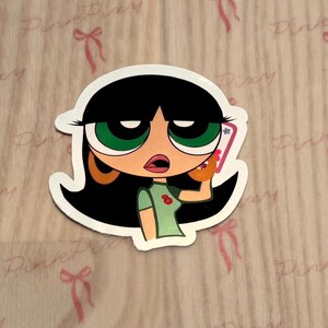 Y2K Powerpuff Girls-geïnspireerde sticker - esthetische cartoonsticker voor tijdschriften, laptops en scrapbooking