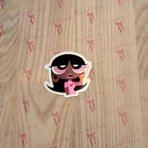 Op Y2K geïnspireerde Powerpuff Girls-sticker: schattige esthetische cartoonsticker voor laptops, scrapbooking en tijdschriften