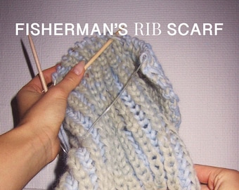 Pattern for knitted fishermans rib scarf