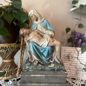 Pieta, Jesus and Mary  religious plaster statue