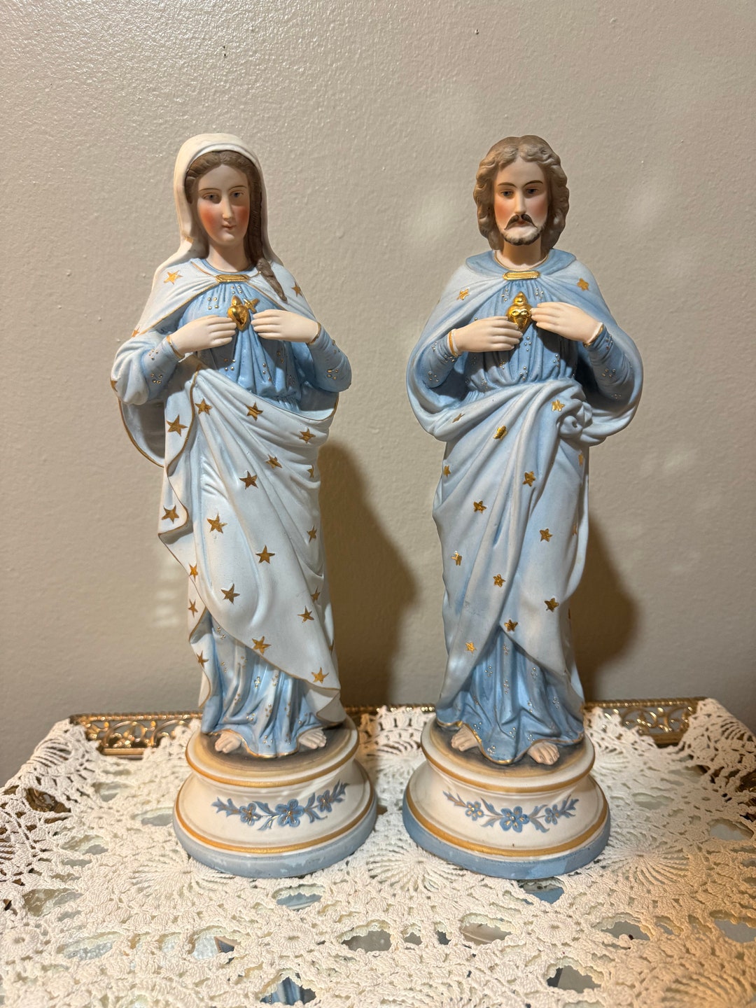 Vieux Andenne Sacred Heart of Jesus and Immaculate Mary Bisque