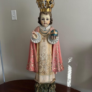 Large church size Infant of Prague, Child Jesus statue, religious art, Olot Spain