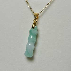 Genuine Jade Pendant Necklace Natural Icy Green Jadeite Jade Wishing Stick Pendant, Valentine&#39;s Day Gift for Her or Him [One of One Piece]