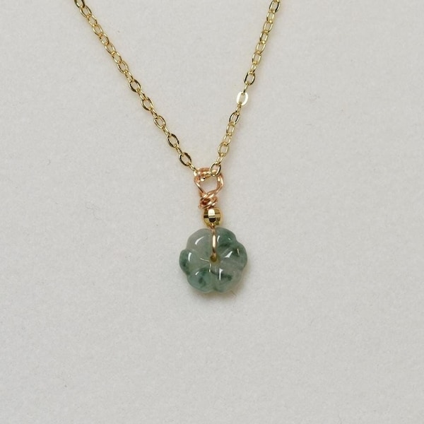 Genuine Jadeite Jade Flower Pendant Necklace: Green Lucky Charm Valentine's Day Gifts