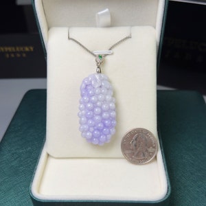 Natural Lavender Jadeite Jade &quot;Magic Fu Gourds&quot; Necklace With 925 Silver Bail, Valentine&#39;s Day Gift for Her [one of one piece]