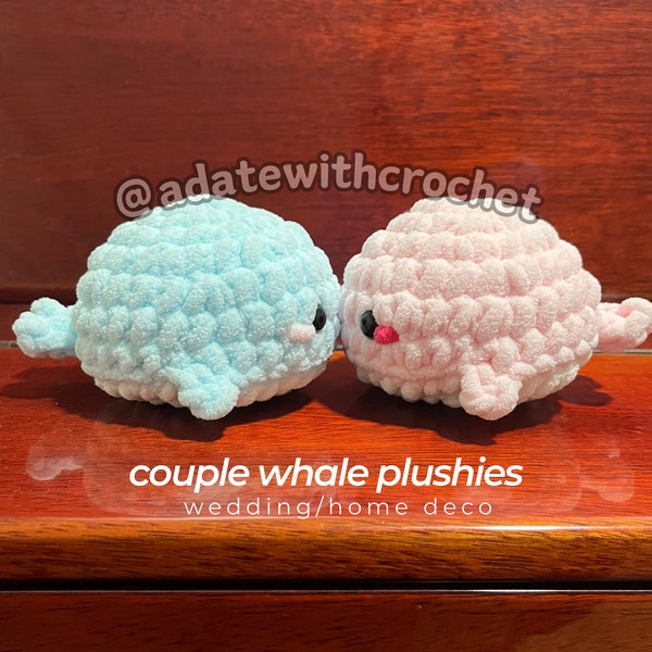 Couple Valentine gift set crochet whale plush stuffed toy anniversary plushie handmade children birthday