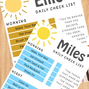 Daily Checklist for Kids | Personalized Daily Routine Chart | Kids Printable Chore list | Personalized chore chart for kids