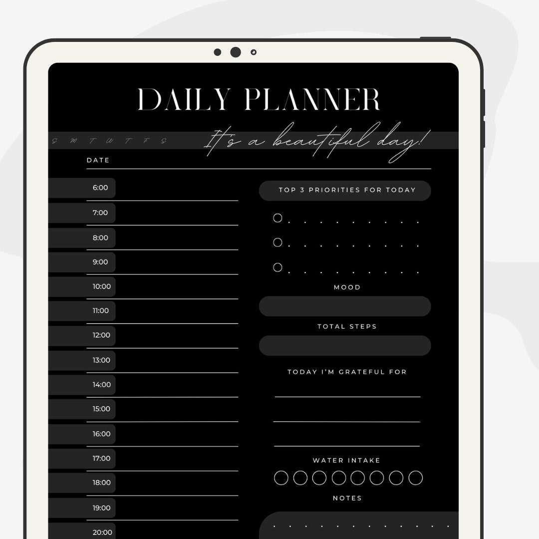 Digital Daily Planner / Goodnotes Template / Dark Mode to Do List ...