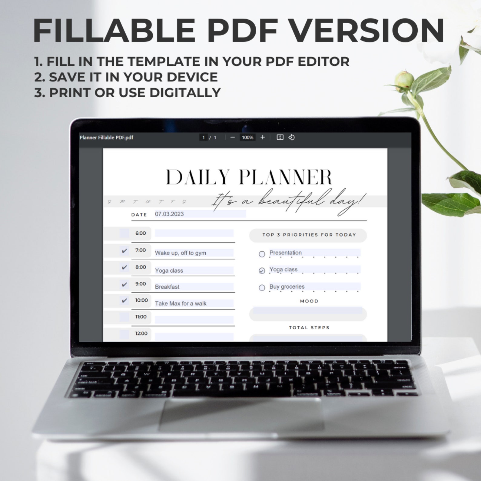 Digital Daily Planner / Goodnotes Template / Dark Mode to Do List ...