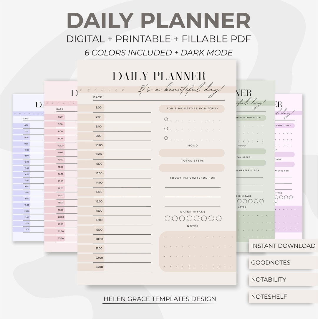 Digital Daily Planner / Goodnotes Template / Dark Mode to Do List