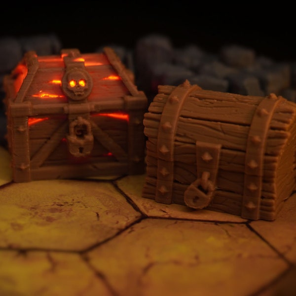 3D Treasure Chest Pack For Gloomhaven, Frosthaven, Heroquest And Lion's Maw OR D and d - Light Up Your Tabletop Adventures