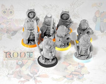 3D Miniatures for Root: Riverfolk | Mechanical Marquise, Vagabond, River Company, Lizard Cult