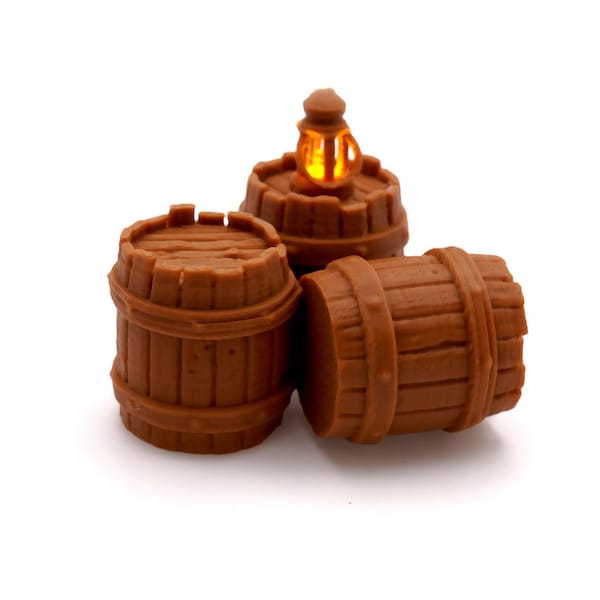 3D Illuminated Barrels For Gloomhaven, Frosthaven, Heroquest And D&D - Enhance Your Board Game With Realistic Atmosphere