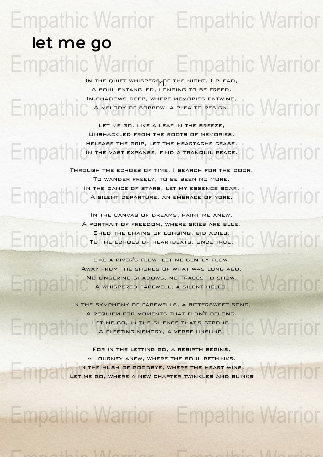 Let Me Go Poem Digital Print Digital Poem 5x Backgrounds and Font - Etsy