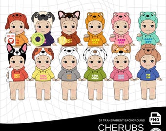 Cherub Angels Dog Clipart PNG, Sonny Dog Time Series (Digital Download)