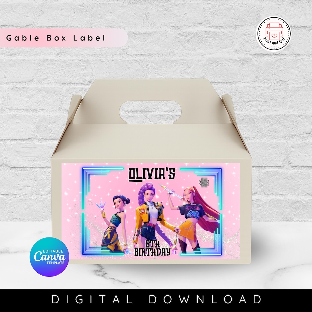 トップス Matoki's Birthday 2025 BOX XL Kpop HUNTRIX Editable Gable Box Template, K-pop Demon Hunters